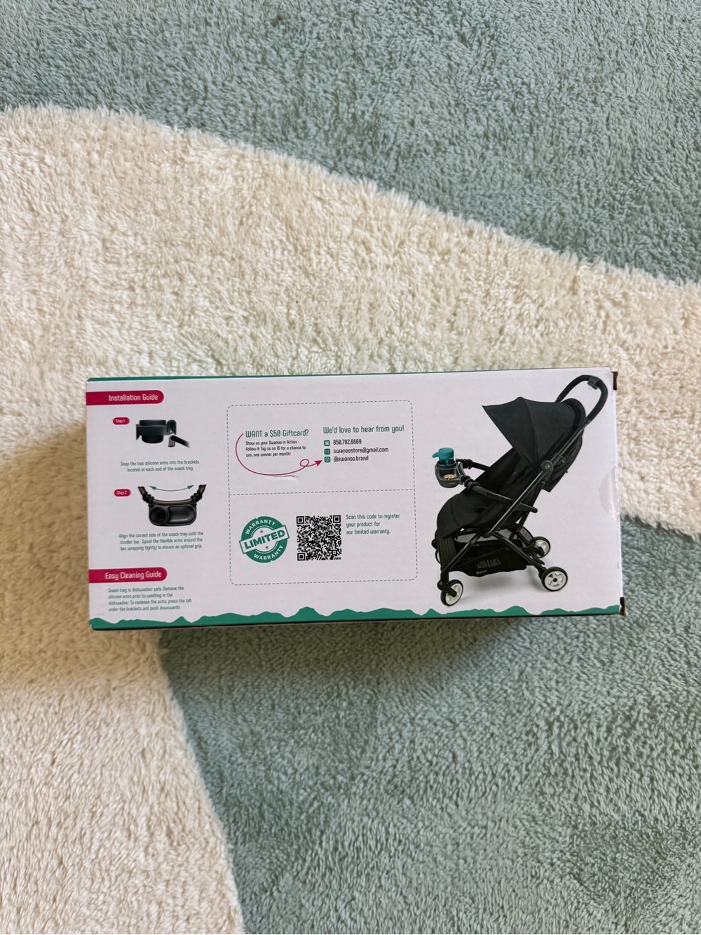 Swanoo Universal Stroller Tray - Black and Teal - Picture 2 of 2